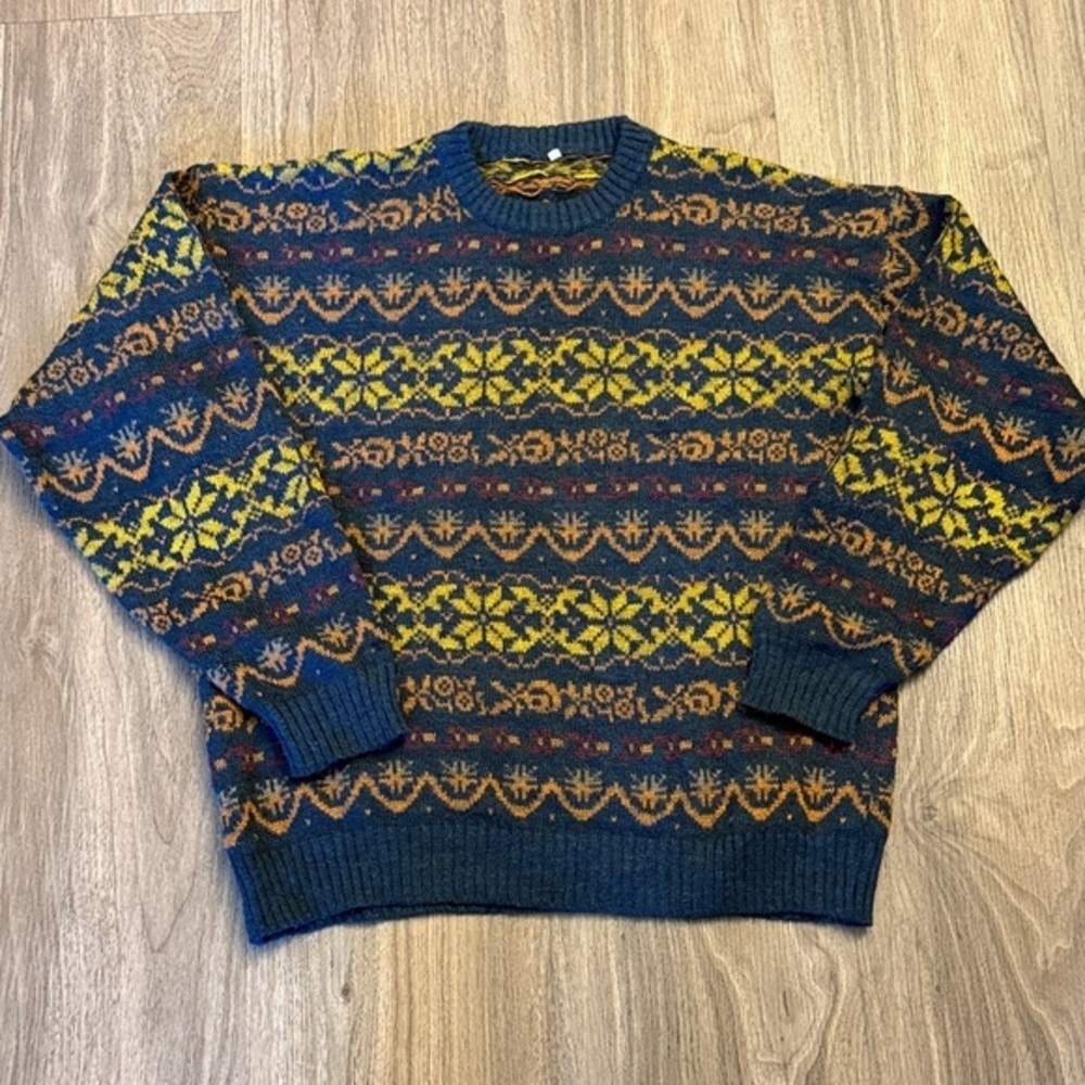 Vintage fairisle made in Italy multicolored alpaca sweater